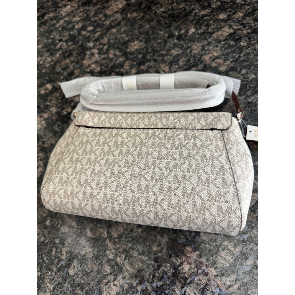 Michael Kors Jet Set Travel Pouchette Crossbody Bag Vanilla MK Signature purse - Picture 2 of 8